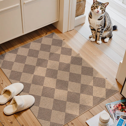 SUNDEREY Modern Geometric Area Rug,Large Washable Living Room Rug,Checkerboard Indoor Outdoor Carpet, Farmhouse Checkered Non Slip Black Carpet for Dining Room Table Apartment Walmart Walmart 2'x3' Khaki/ Coline