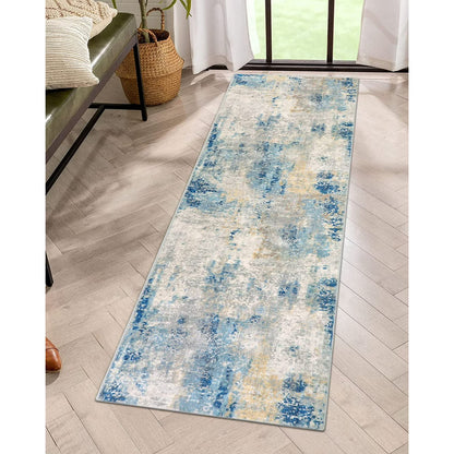 Moynesa Modern Abstract Round Rug,Gray Kitchen Rugs Soft Bedroom Circle Rugs Washable Living Room Mat, Contemporary Large Indoor Office Carpet for Mudroom Kitchen Apartment Basement