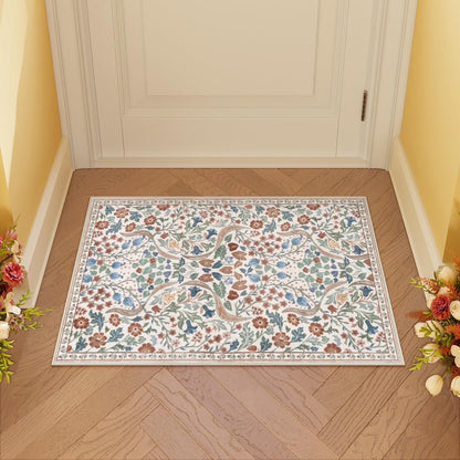 Lahome Floral Washable Rug, Large Rugs for Living Room, Soft Boho Bedroom Rugs, Non Slip Botanical Ultra Thin Floor Carpet for Dining Room Nursery