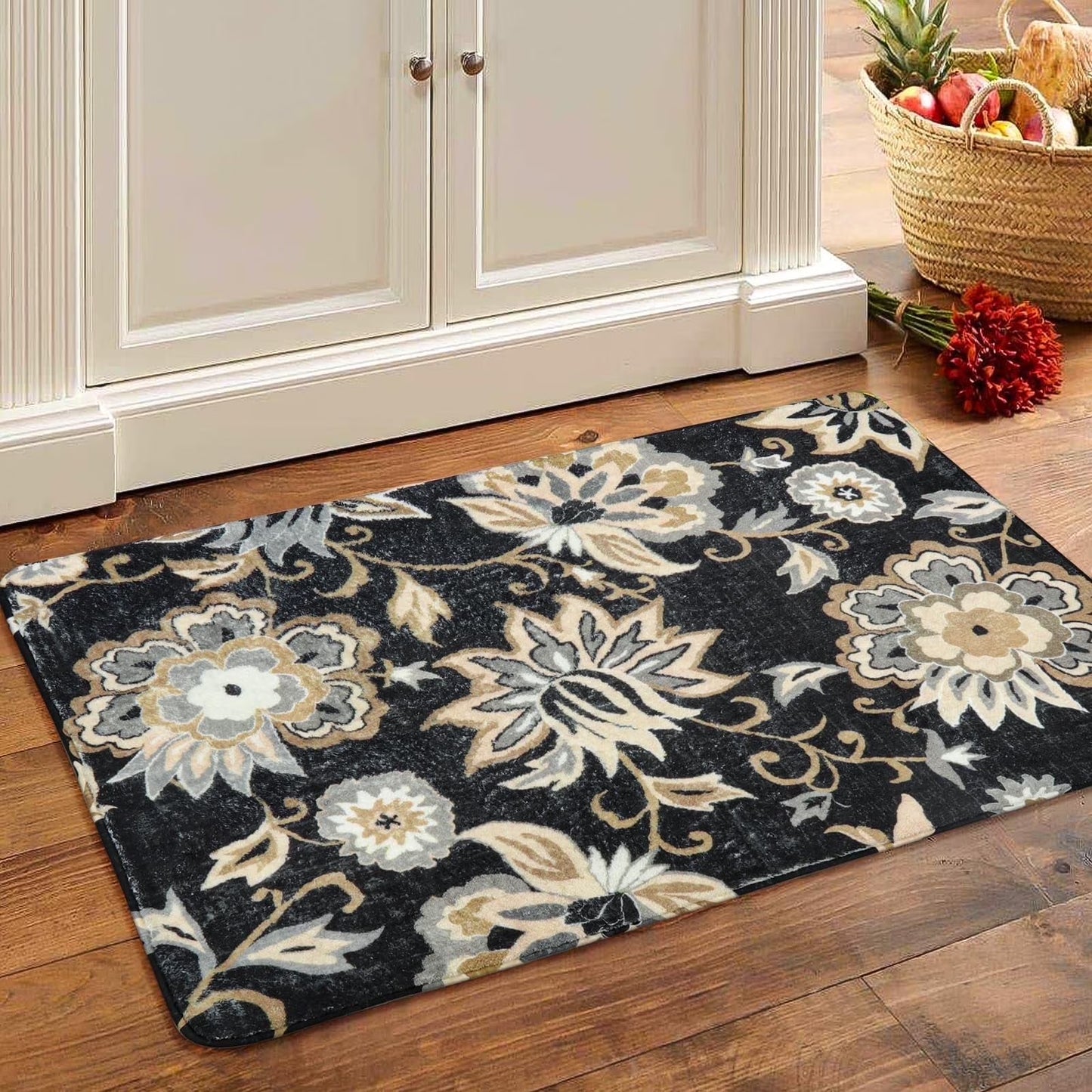 Lahome Collection Modern Floral Area Rug, Non-Slip Vintage Area Rug Accent Distressed Throw Rugs Floor Carpet for Living Room Bedrooms Decor, Paisley