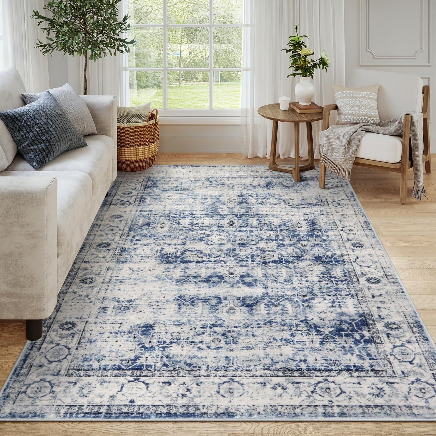 Moynesa Washable Area Rugs, Rugs for Bedroom Soft Rugs for Bedroom Aesthetic Boys,Retro Distressed Non Slip Throw Rug Carpet Dining Room Rugs for Under Table
