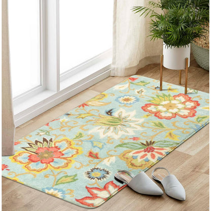 Lahome Collection Modern Floral Area Rug, Non-Slip Vintage Area Rug Accent Distressed Throw Rugs Floor Carpet for Living Room Bedrooms Decor, Paisley
