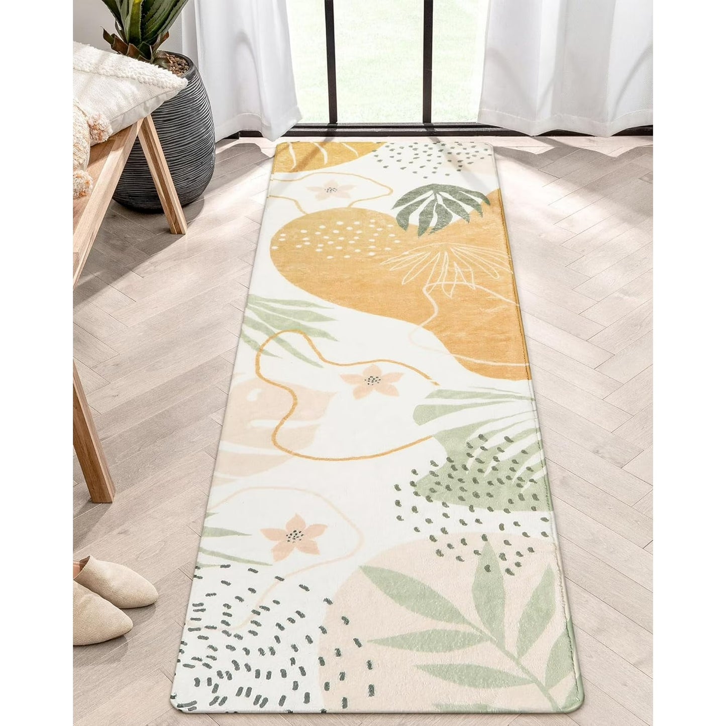 Moynesa Area Rugs for Living Room, Carpet for Bedroom Washable Non-Slip Boho Rug Throw Cute Soft Rug,Abstract Botanical Print Indoor Rugs for Kitchen Entryway Dining Room