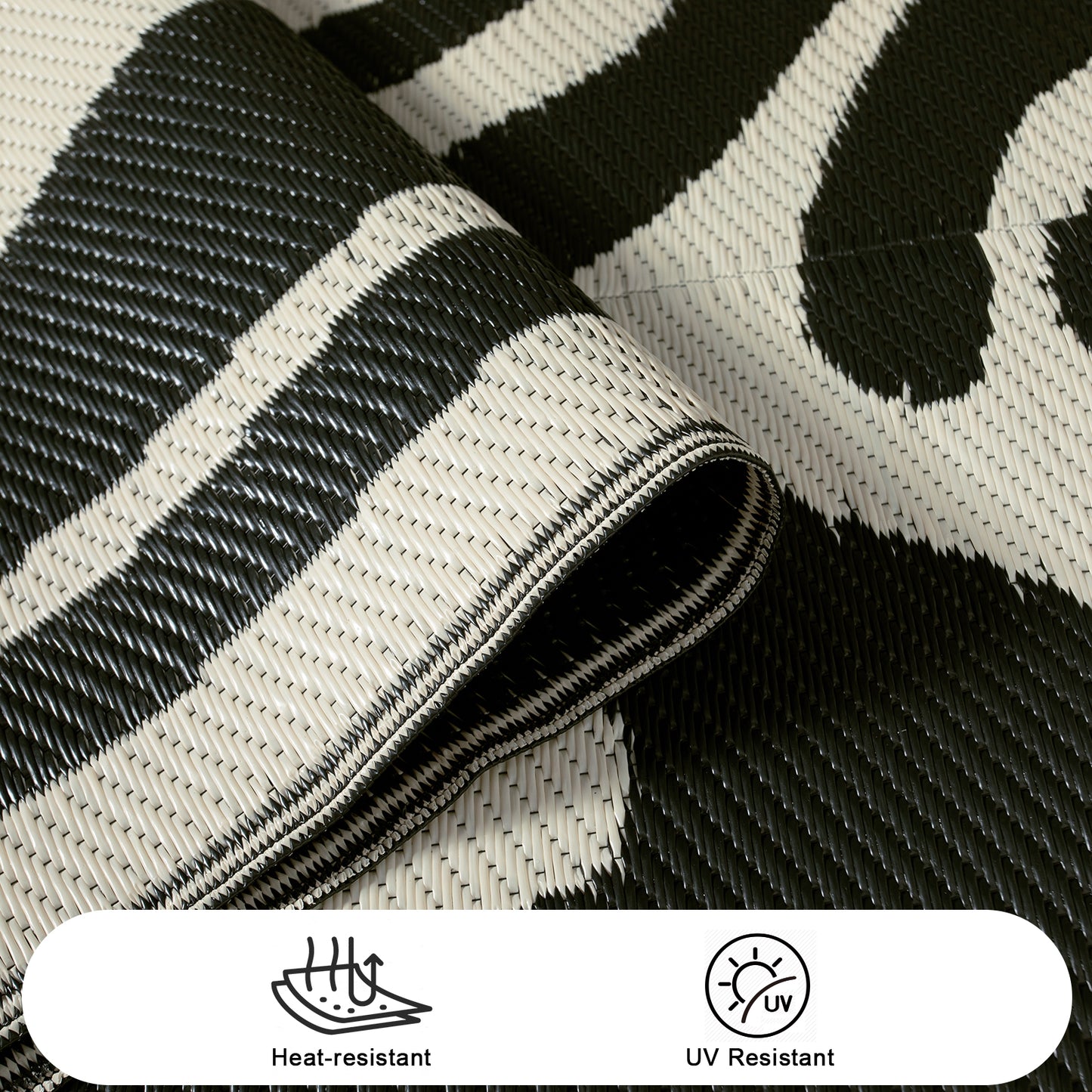 Lahome Outdoor RV Rug - Waterproof Reversible Plastic Straw Mat,Abstract Floral Pattern for Deck, Balcony & Camping