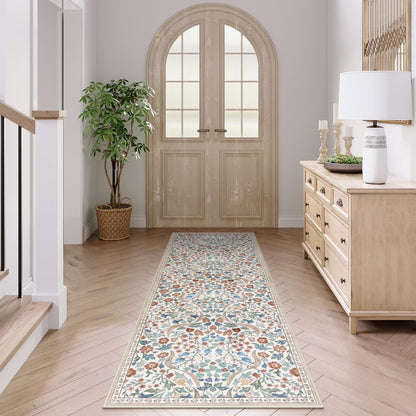 Lahome Floral Washable Rug, Large Rugs for Living Room, Soft Boho Bedroom Rugs, Non Slip Botanical Ultra Thin Floor Carpet for Dining Room Nursery
