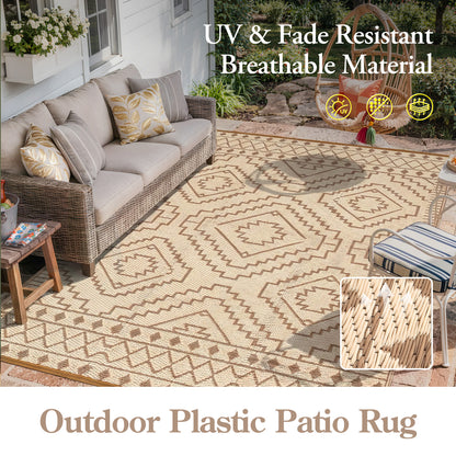 RUG ROBOT Waterproof Outdoor Rug, Reversible Plastic Straw Outside Carpet for Backyard, Moroccan Indoor Outdoor Rug for Camping, Garden, Balcony, Camping & RV