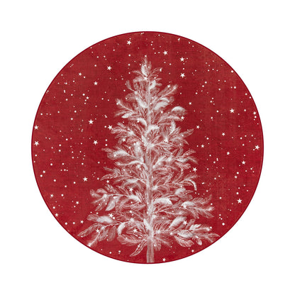 Lahome Christmas Round Rug Area Rug Red Christmas Tree Rug Washable Rug Indoor Carpet Decorative Circle Rug Round Non Slip Soft Rug Holiday Decor for Kitchen Bedroom Nursery