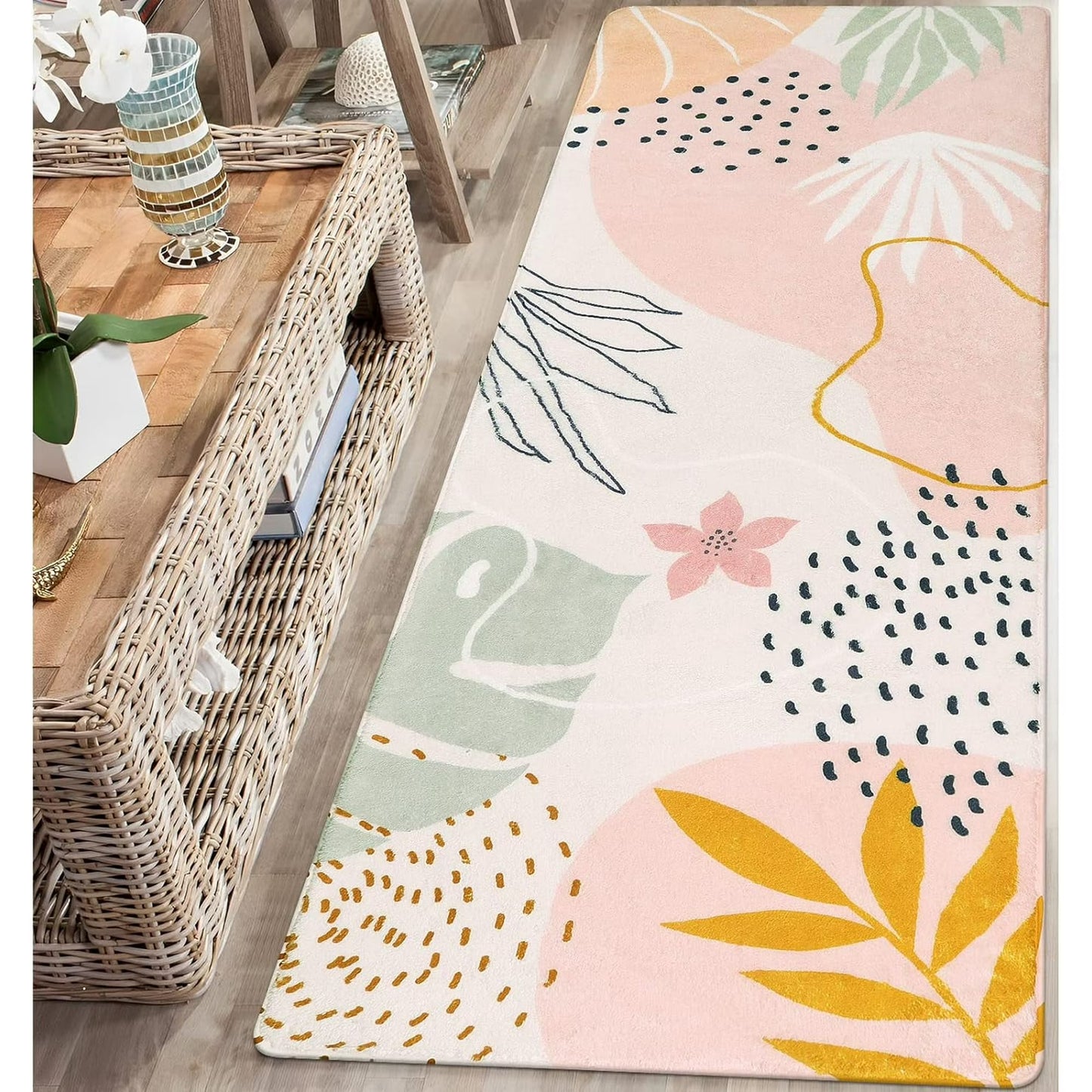 Moynesa Area Rugs for Living Room, Carpet for Bedroom Washable Non-Slip Boho Rug Throw Cute Soft Rug,Abstract Botanical Print Indoor Rugs for Kitchen Entryway Dining Room