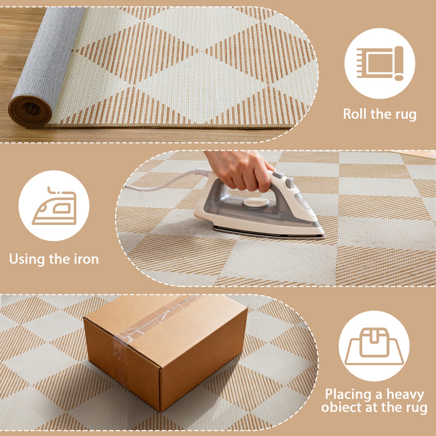 SUNDEREY Easy Jute Area Rugs for Entryway, Washable Non-Slip Modern Rugs for Living Room, Farmhouse Diamond Checkered Rug, Moroccan Soft Low Pile Carpet for Bedroom Office Dining Room