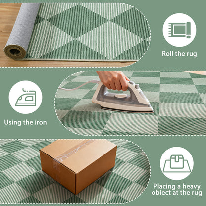 SUNDEREY Easy Jute Area Rugs for Entryway, Washable Non-Slip Modern Rugs for Living Room, Farmhouse Diamond Checkered Rug, Moroccan Soft Low Pile Carpet for Bedroom Office Dining Room