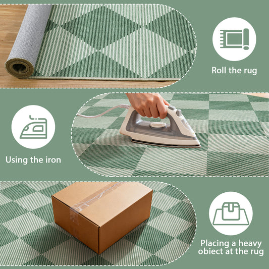 SUNDEREY Easy Jute Area Rugs for Entryway, Washable Non-Slip Modern Rugs for Living Room, Farmhouse Diamond Checkered Rug, Moroccan Soft Low Pile Carpet for Bedroom Office Dining Room