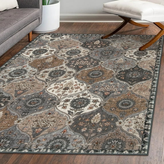 Moynesa Area Rug for Living Room Indoor Non-Slip Moroccan Trellis Washable Mat Large Oriental Accent Throw Rug for Kitchen Entryway Bathroom Bedroom Office Carpet