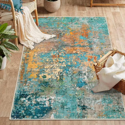 Moynesa Modern Abstract Round Rug,Gray Kitchen Rugs Soft Bedroom Circle Rugs Washable Living Room Mat, Contemporary Large Indoor Office Carpet for Mudroom Kitchen Apartment Basement