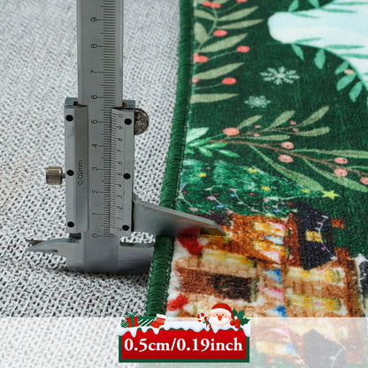 Lahome Decor Christmas Hallway Runner Rug,Kitchen Rug, Elk, Christmas Tree, Sleigh, House Pattern Non-Slip Washable Indoor Area Rug