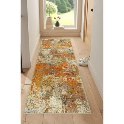 Moynesa Modern Abstract Round Rug,Gray Kitchen Rugs Soft Bedroom Circle Rugs Washable Living Room Mat, Contemporary Large Indoor Office Carpet for Mudroom Kitchen Apartment Basement