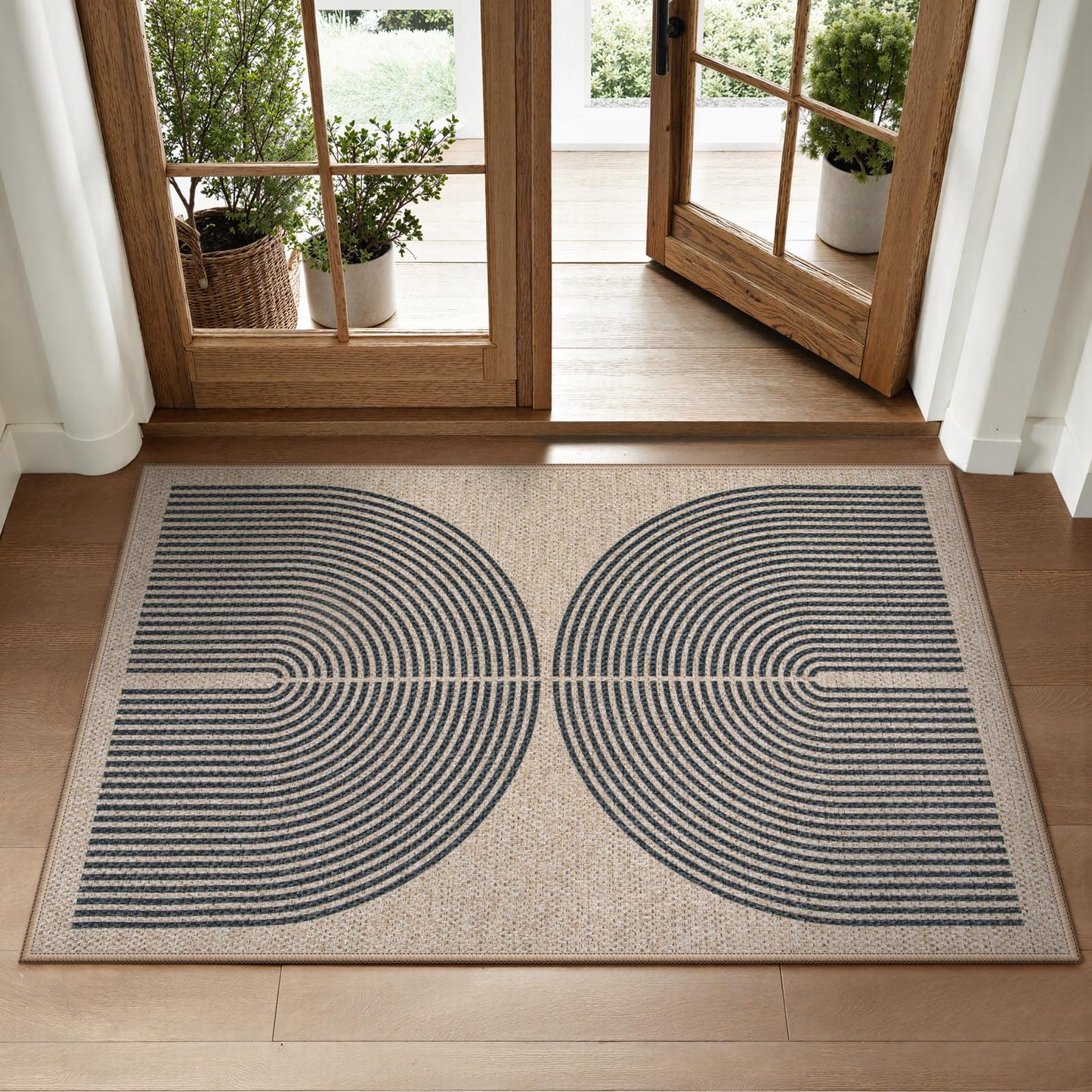 RUG ROBOT Modern Rainbow Easy Jute Rug, Patio Rug Washable Rugs for Entryway Farmhouse Area Rug, Non Slip Indoor Door Mat Contemporary Throw Rug for Laundry Guestroom Room Patio Decor