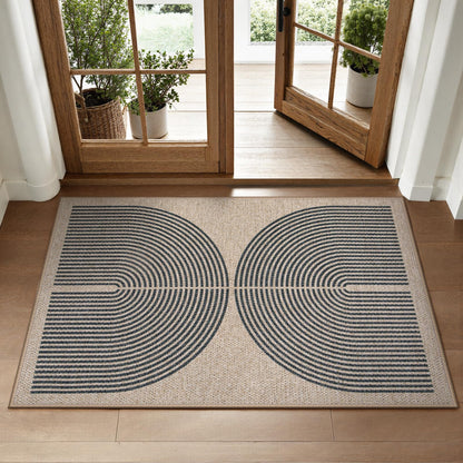 RUG ROBOT Modern Rainbow Easy Jute Rug, Patio Rug Washable Rugs for Entryway Farmhouse Area Rug, Non Slip Indoor Door Mat Contemporary Throw Rug for Laundry Guestroom Room Patio Decor