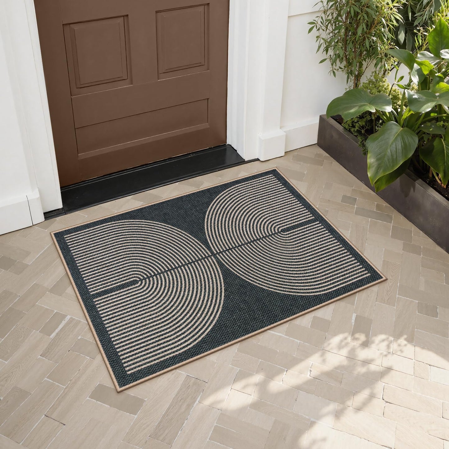 RUG ROBOT Modern Rainbow Easy Jute Rug, Patio Rug Washable Rugs for Entryway Farmhouse Area Rug, Non Slip Indoor Door Mat Contemporary Throw Rug for Laundry Guestroom Room Patio Decor