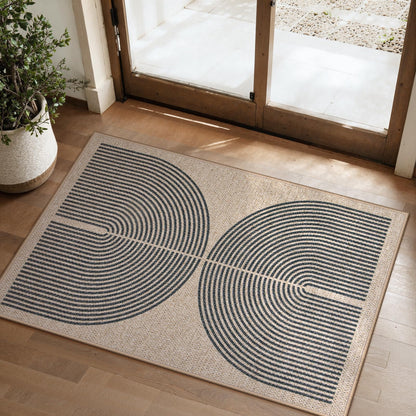 RUG ROBOT Modern Rainbow Easy Jute Rug, Patio Rug Washable Rugs for Entryway Farmhouse Area Rug, Non Slip Indoor Door Mat Contemporary Throw Rug for Laundry Guestroom Room Patio Decor