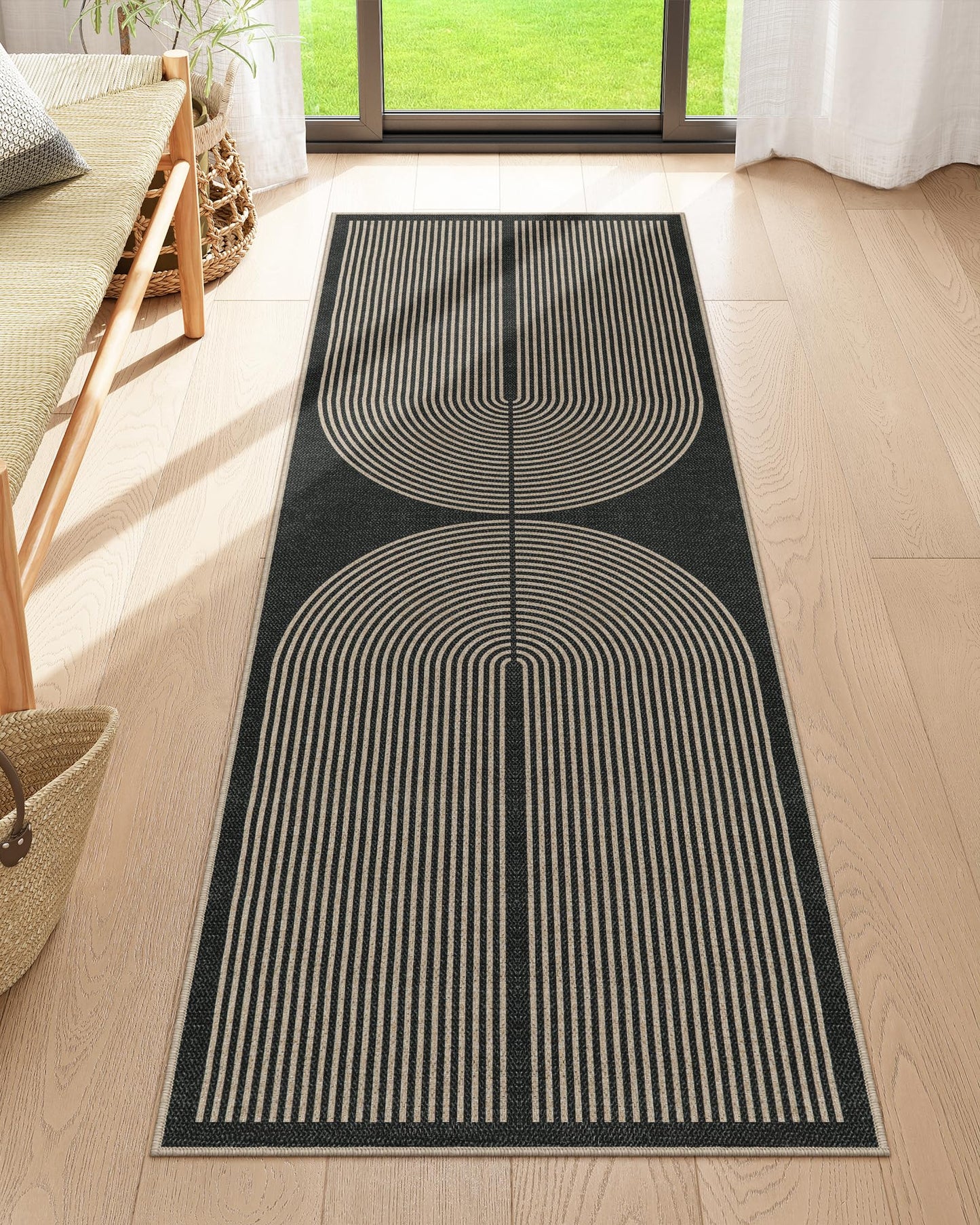 RUG ROBOT Modern Rainbow Easy Jute Rug, Patio Rug Washable Rugs for Entryway Farmhouse Area Rug, Non Slip Indoor Door Mat Contemporary Throw Rug for Laundry Guestroom Room Patio Decor