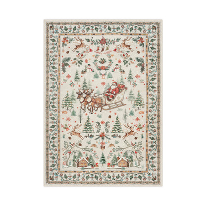 Lahome Decor  Christmas Area Rug, Washable Rug for Living Room, Non Slip Low Pile Soft Bedroom Rug Xmas Tree Elk Indoor Floor Carpet for Dining Room Winter Holiday Decor