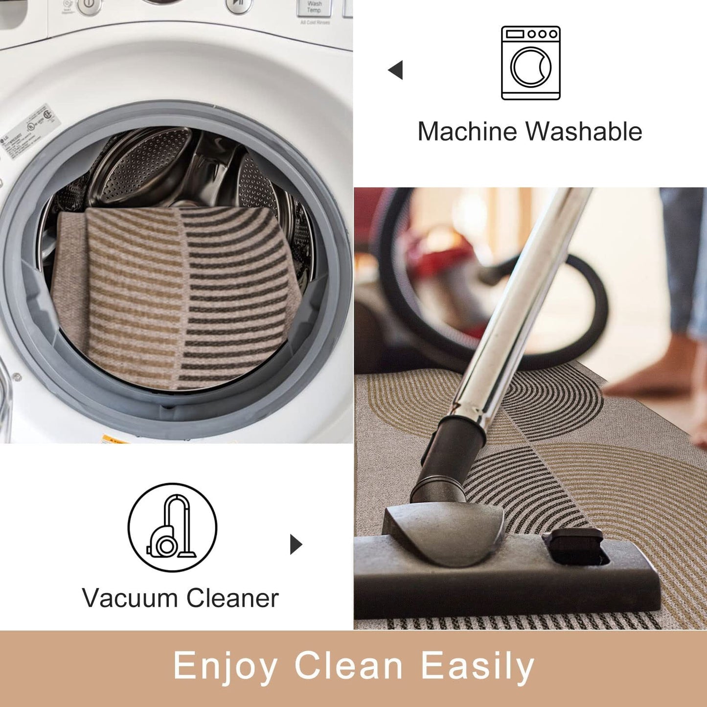 RUG ROBOT Modern Rainbow Easy Jute Rug, 4'x6' Patio Rug Washable Rugs for Entryway Farmhouse Area Rug, Non Slip Indoor Door Mat Contemporary Throw Rug for Laundry Guestroom Room Patio Decor