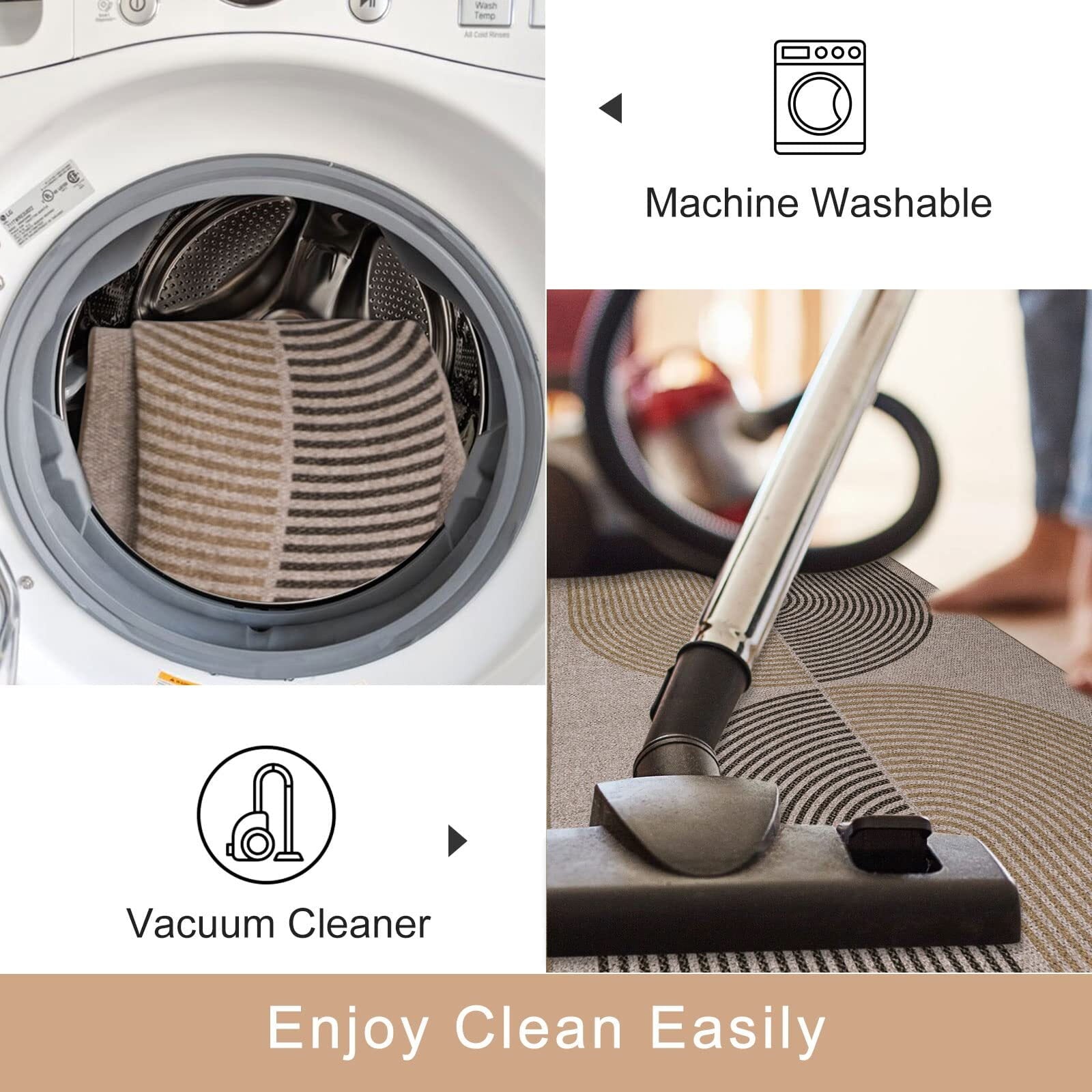 RUG ROBOT Modern Rainbow Easy Jute Rug, 4'x6' Patio Rug Washable Rugs for Entryway Farmhouse Area Rug, Non Slip Indoor Door Mat Contemporary Throw Rug for Laundry Guestroom Room Patio Decor