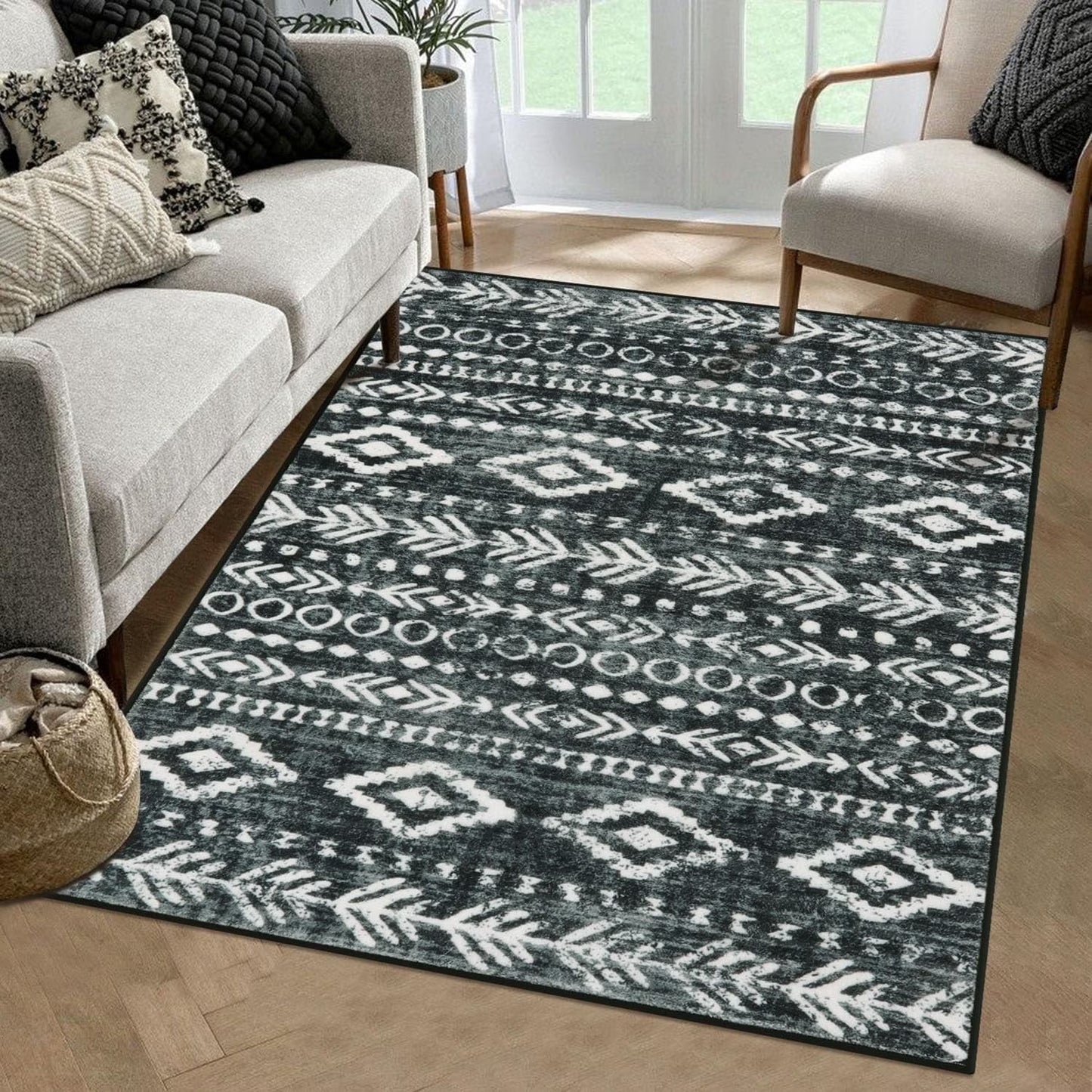 Moynesa Washable Kitchen Entrance Rug Non Slip, Entryway Rugs Soft Area Rugs for Living Room, Farmhouse Moroccan Small Carpet for Bathroom Beside Office