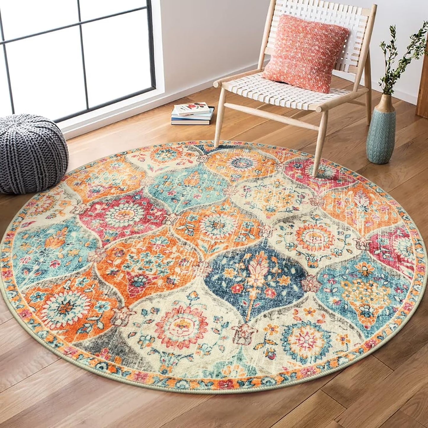 Moynesa Area Rug for Living Room Indoor Non-Slip Moroccan Trellis Washable Mat Large Oriental Accent Throw Rug for Kitchen Entryway Bathroom Bedroom Office Carpet