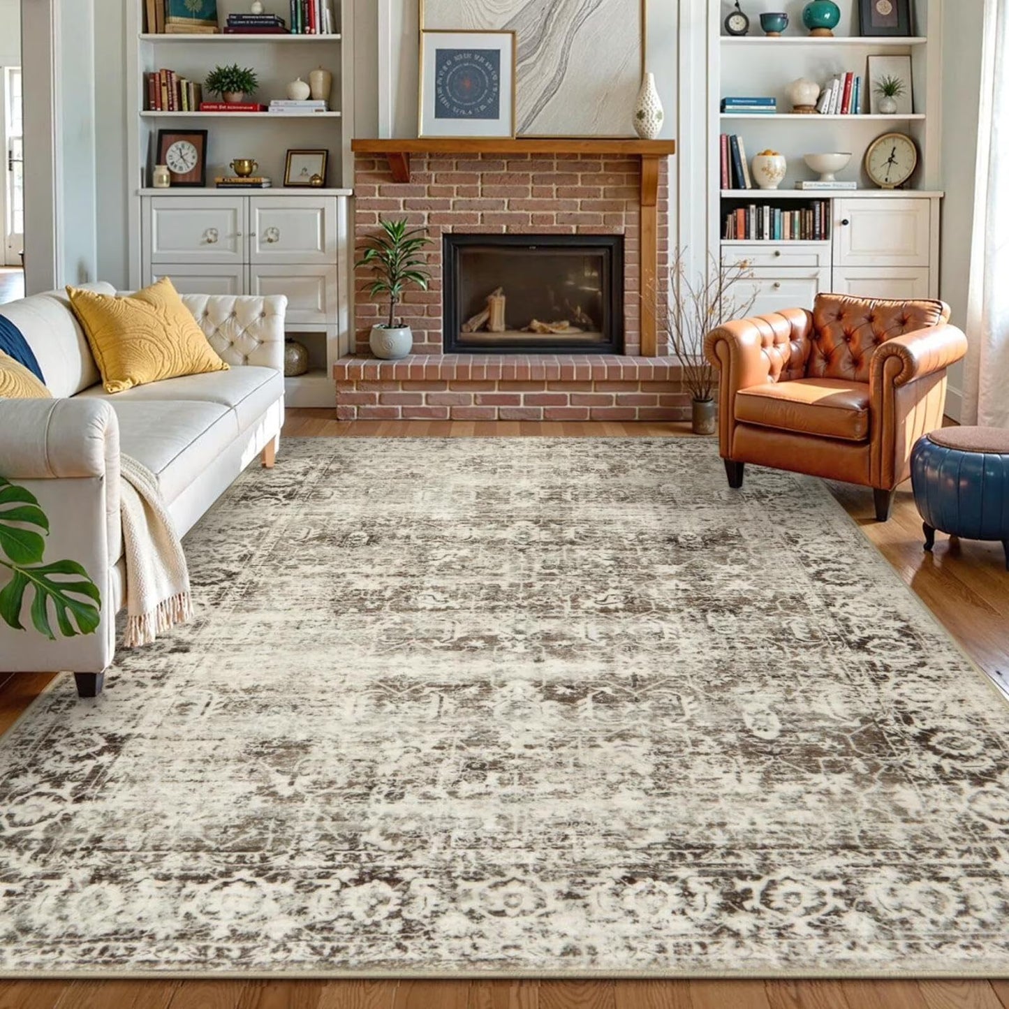 Moynesa Washable Area Rugs, Rugs for Bedroom Soft Rugs for Bedroom Aesthetic Boys,Retro Distressed Non Slip Throw Rug Carpet Dining Room Rugs for Under Table