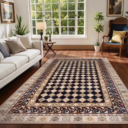 RUG ROBOT Washable Checkered Entryway Rugs, Non Slip Door Mat Indoor Entrance, Soft Stain Resistant Kitchen Mats for Floor, Small Throw Rug for Bathroom Entryway Bedroom