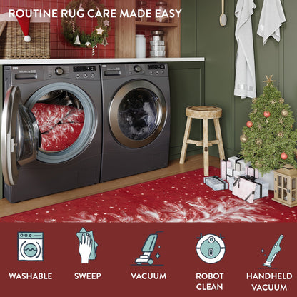 Lahome Christmas Round Rug Area Rug Red Christmas Tree Rug Washable Rug Indoor Carpet Decorative Circle Rug Round Non Slip Soft Rug Holiday Decor for Kitchen Bedroom Nursery