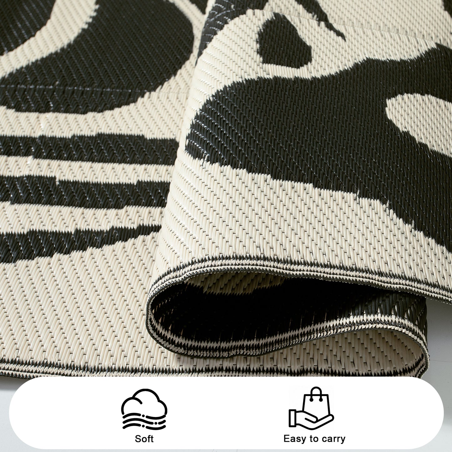 Lahome Outdoor RV Rug - Waterproof Reversible Plastic Straw Mat,Abstract Floral Pattern for Deck, Balcony & Camping