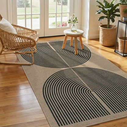 RUG ROBOT Modern Rainbow Easy Jute Rug, Patio Rug Washable Rugs for Entryway Farmhouse Area Rug, Non Slip Indoor Door Mat Contemporary Throw Rug for Laundry Guestroom Room Patio Decor