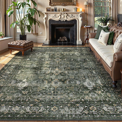 Moynesa Washable Area Rugs, Rugs for Bedroom Soft Rugs for Bedroom Aesthetic Boys,Retro Distressed Non Slip Throw Rug Carpet Dining Room Rugs for Under Table