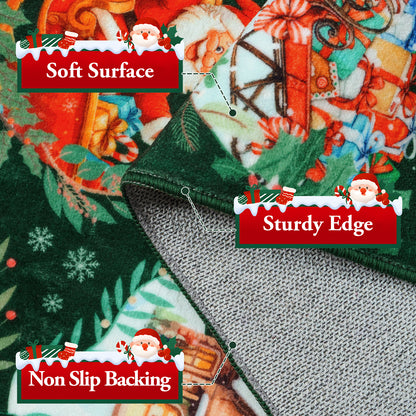 Lahome Decor Christmas Hallway Runner Rug,Kitchen Rug, Elk, Christmas Tree, Sleigh, House Pattern Non-Slip Washable Indoor Area Rug