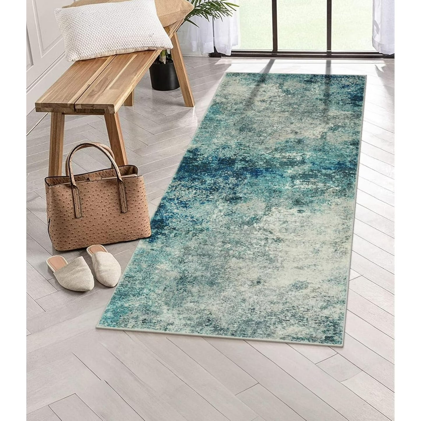 Moynesa Modern Abstract Round Rug,Gray Kitchen Rugs Soft Bedroom Circle Rugs Washable Living Room Mat, Contemporary Large Indoor Office Carpet for Mudroom Kitchen Apartment Basement