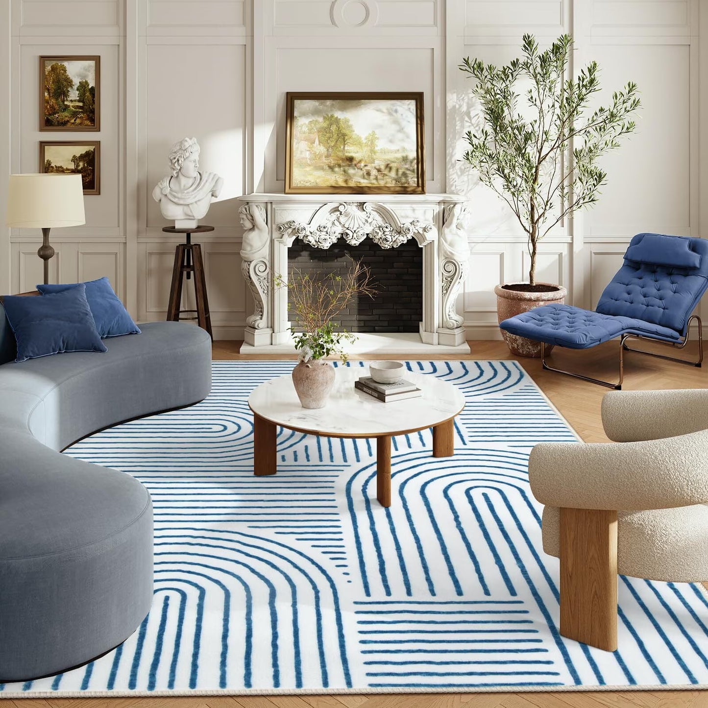 Moynesa Abstract Area Rugs for Living Room, Ultra-Thin Soft Washable Rug Non-Slip Modern Bedroom Rug Indoor Large Throw Carpet for Dining Room Office Dorm Playroom