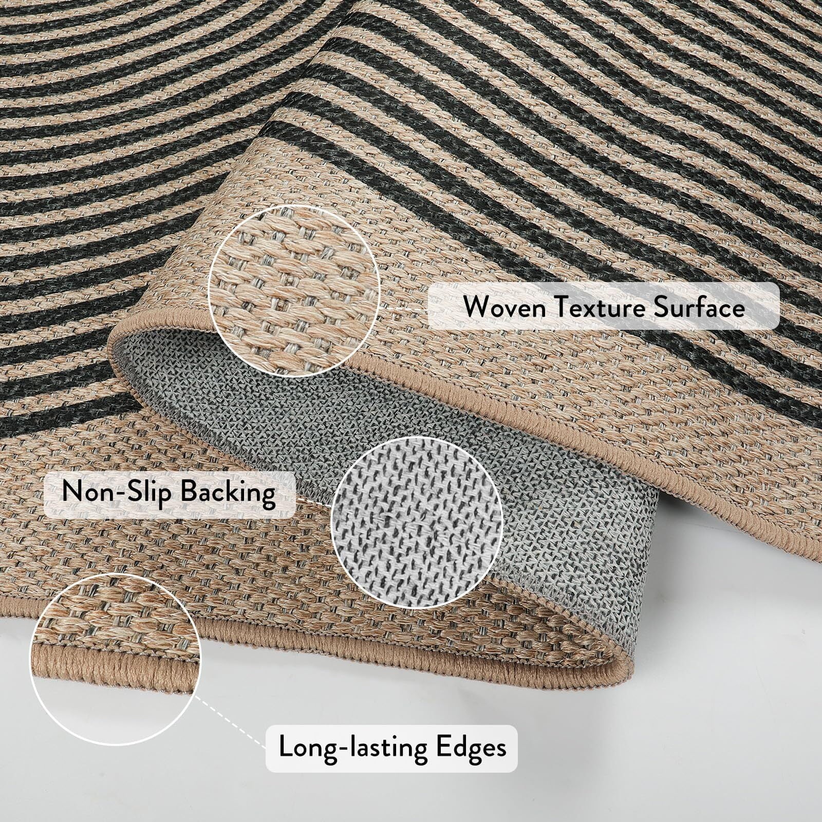 RUG ROBOT Modern Rainbow Easy Jute Rug, 4'x6' Patio Rug Washable Rugs for Entryway Farmhouse Area Rug, Non Slip Indoor Door Mat Contemporary Throw Rug for Laundry Guestroom Room Patio Decor