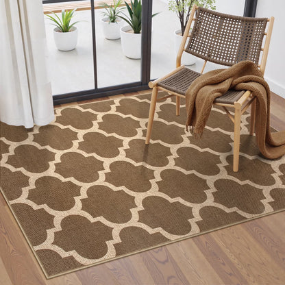 SUNDEREY Modern Geometric Area Rug, Washable Bedroom Rug,Easy Jute Indoor Outdoor Carpet, Farmhouse Checkered Non Slip Black Carpet for Office Couch Entrance Kitchen