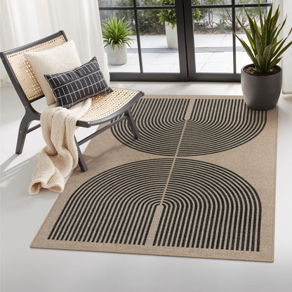 RUG ROBOT Modern Rainbow Easy Jute Rug, Patio Rug Washable Rugs for Entryway Farmhouse Area Rug, Non Slip Indoor Door Mat Contemporary Throw Rug for Laundry Guestroom Room Patio Decor