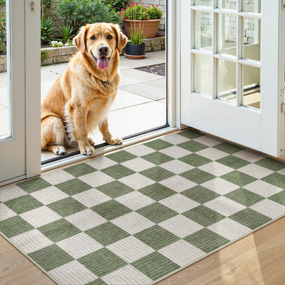 RUG ROBOT Washable Area Rugs for Living Room, Non-Slip Rugs for Bedroom, Farmhouse Checkered Rug, Soft Large Carpet for Kitchen Playroom