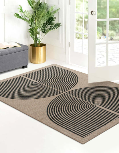 RUG ROBOT Modern Rainbow Easy Jute Rug, Patio Rug Washable Rugs for Entryway Farmhouse Area Rug, Non Slip Indoor Door Mat Contemporary Throw Rug for Laundry Guestroom Room Patio Decor