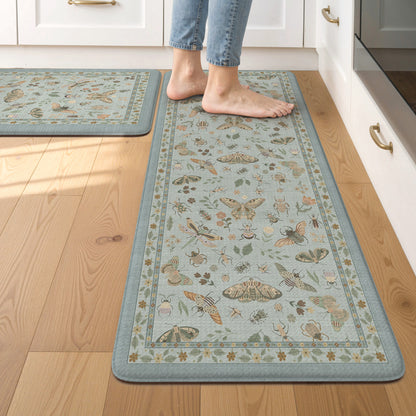 Wonnitar Kitchen Mats for Floor, Anti Fatigue Runner Rug 2 Piece Set, Non Slip Waterproof Cushioned Rug for Kitchen, Moth Comfort Standing Mat for Sink & Office