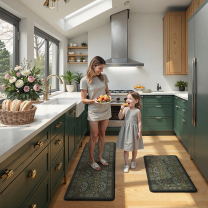 Wonnitar Floral Kitchen Rug Set of 2, Anti Fatigue Cushioned Mat for Kitchen, Non Slip Waterproof Indoor Botanical Kitchen Mat for Sink, Laundry, Hallway