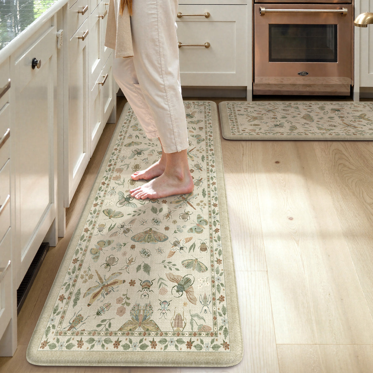 Wonnitar Kitchen Mats for Floor, Anti Fatigue Runner Rug 2 Piece Set, Non Slip Waterproof Cushioned Rug for Kitchen, Moth Comfort Standing Mat for Sink & Office