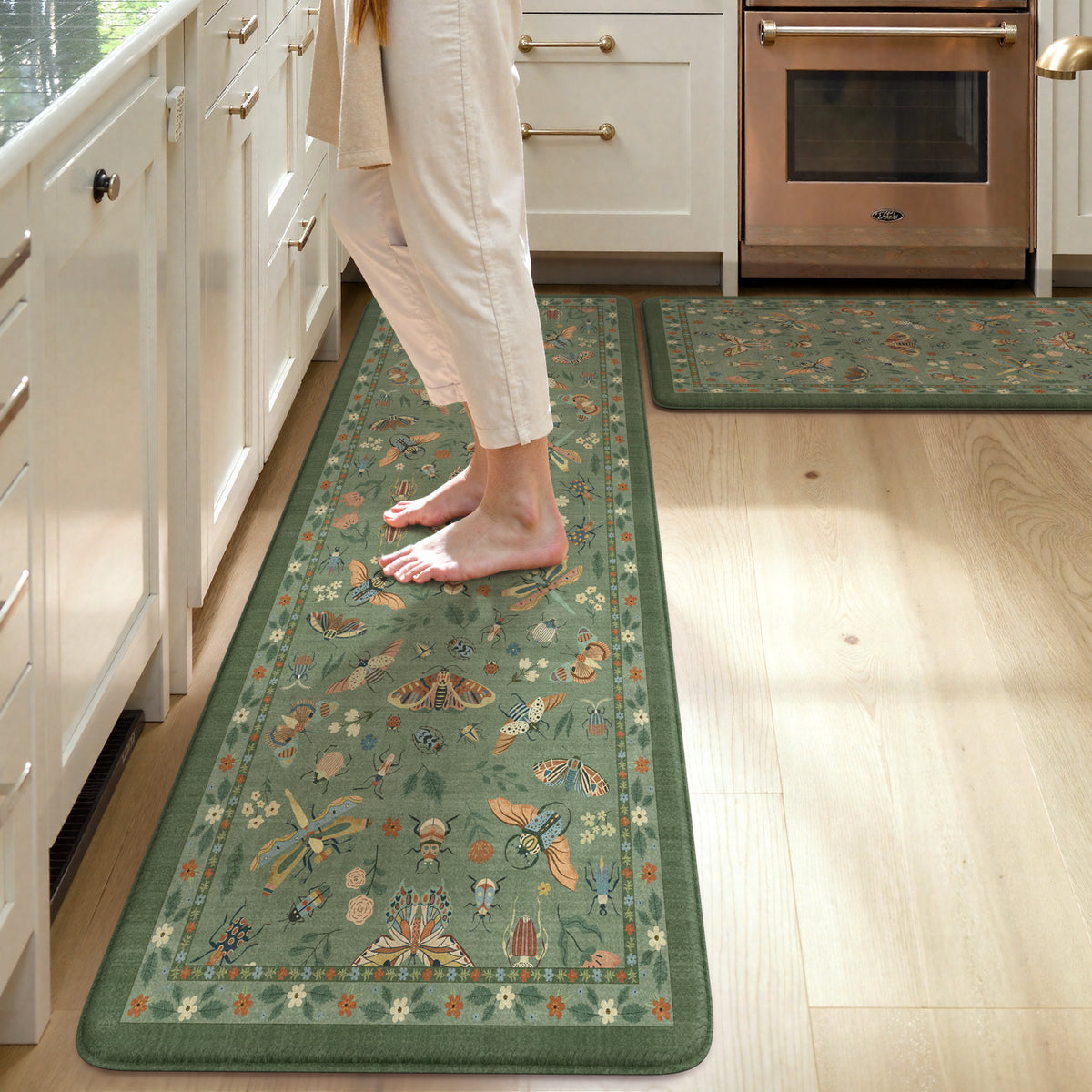 Wonnitar Kitchen Mats for Floor, Anti Fatigue Runner Rug 2 Piece Set, Non Slip Waterproof Cushioned Rug for Kitchen, Moth Comfort Standing Mat for Sink & Office