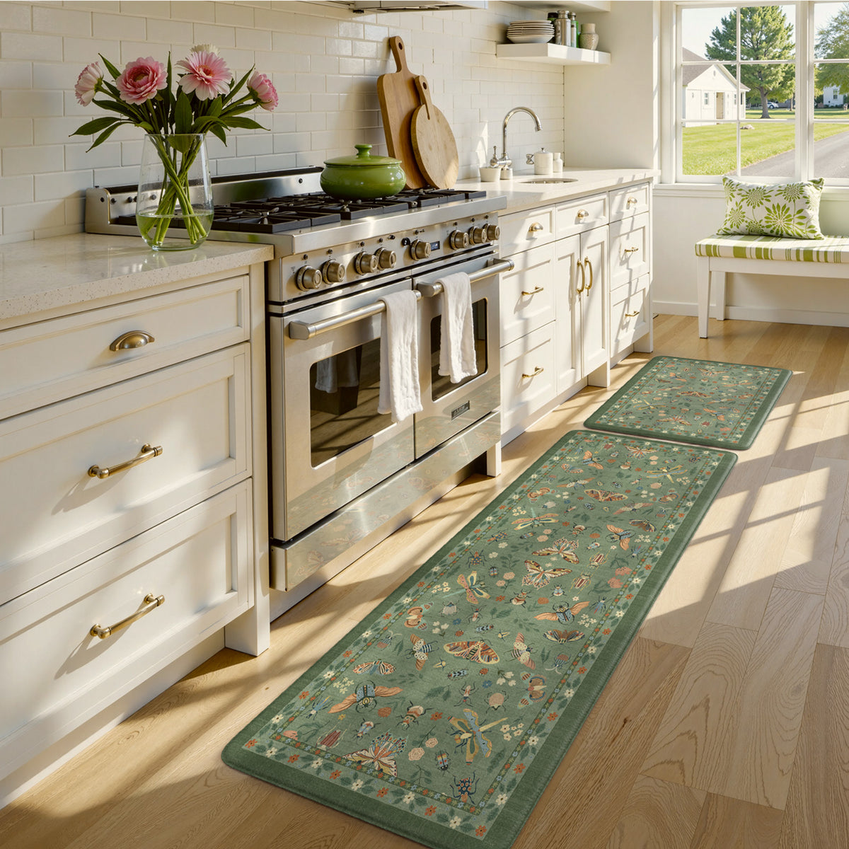 Wonnitar Kitchen Mats for Floor, Anti Fatigue Runner Rug 2 Piece Set, Non Slip Waterproof Cushioned Rug for Kitchen, Moth Comfort Standing Mat for Sink & Office