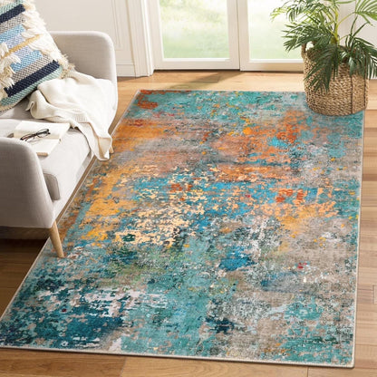 Moynesa Modern Abstract Round Rug,Gray Kitchen Rugs Soft Bedroom Circle Rugs Washable Living Room Mat, Contemporary Large Indoor Office Carpet for Mudroom Kitchen Apartment Basement