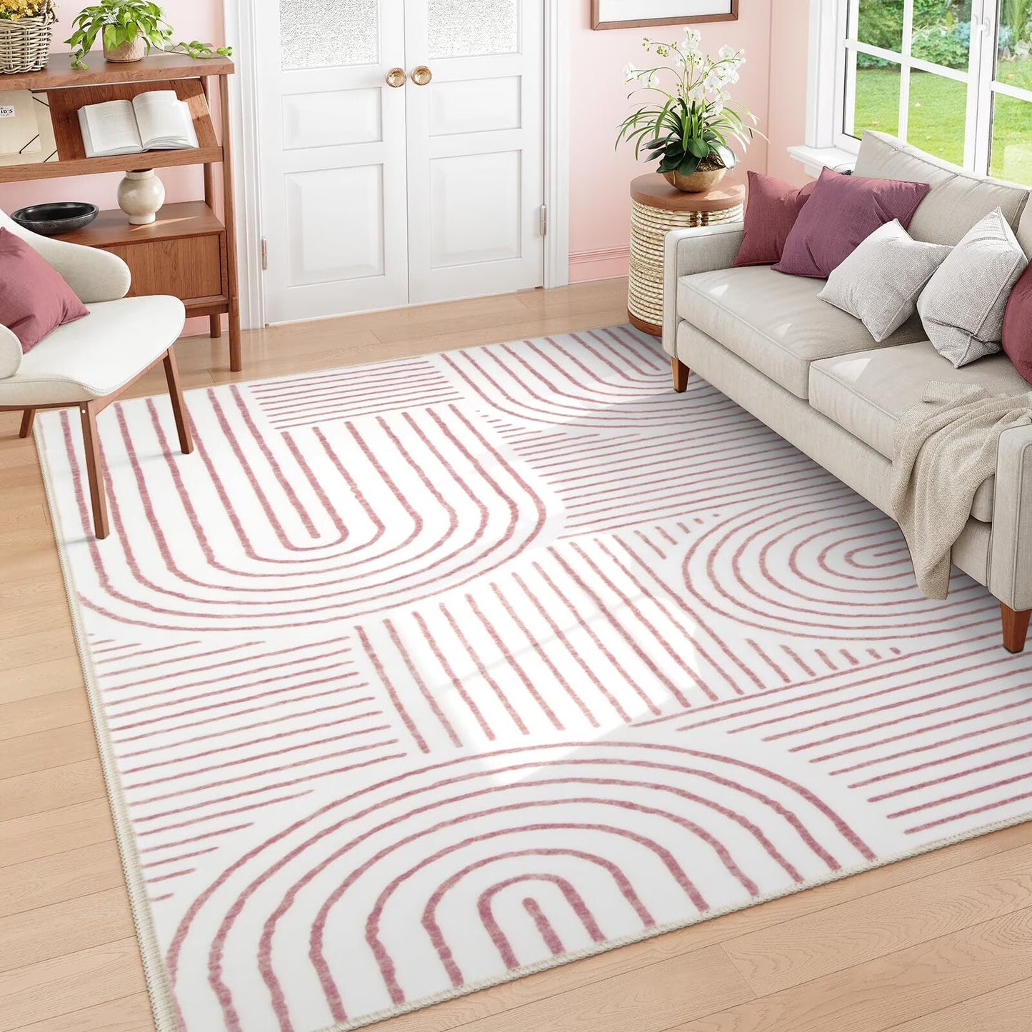 Moynesa Abstract Area Rugs for Living Room, Ultra-Thin Soft Washable Rug Non-Slip Modern Bedroom Rug Indoor Large Throw Carpet for Dining Room Office Dorm Playroom